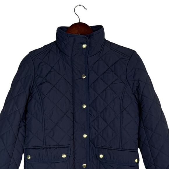 J.Crew Long Sleeve Snap Buttons Zip Up Quilt Field Jacket Patch Pockets XS Black - Picture 3 of 15